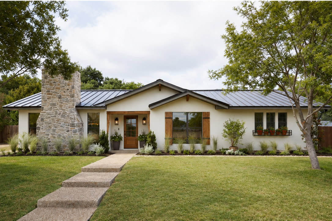 Brick home exterior before renovation