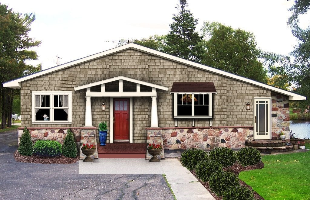 Craftsman home exterior before restoration