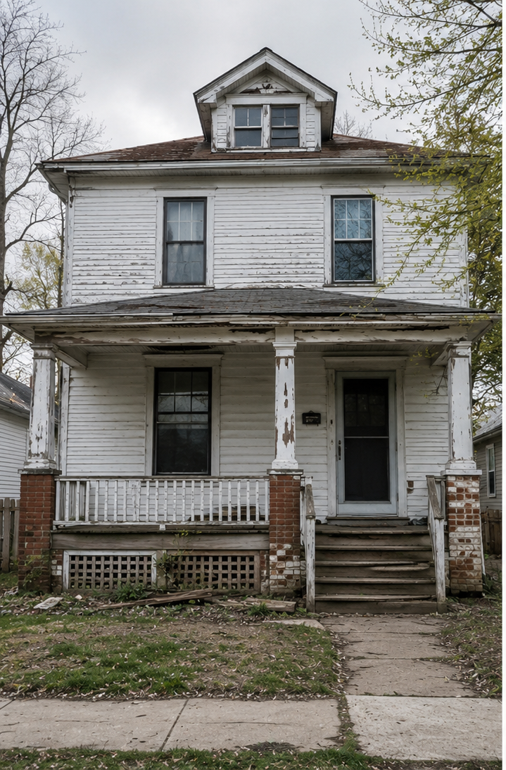Front porch and siding after restoration