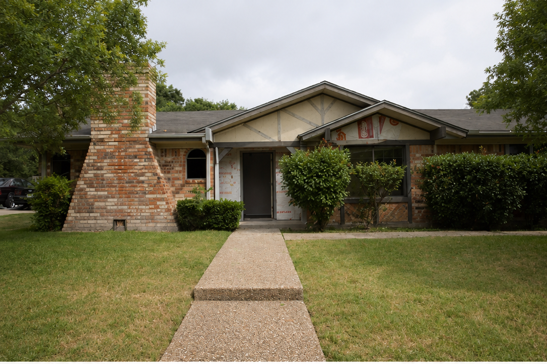 Brick home exterior after renovation